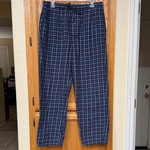 Nautica Men's Fleece Lounge Pants - Blue/White Plaid - Size Medium